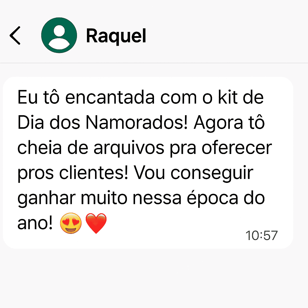 Mensagem de Raquel sobre o kit de Dia dos Namorados